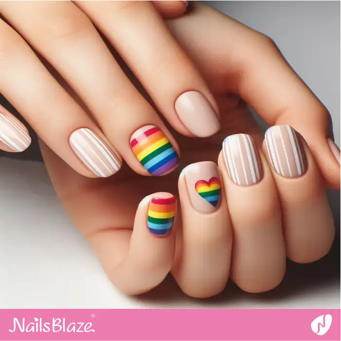 Nude Nails Striped Design | Pride | LGBTQIA2S+ Nails - NB2396